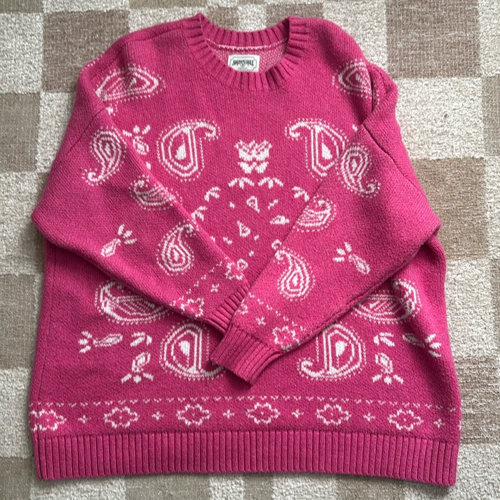 American Eagle Pink Bandana Sweater
